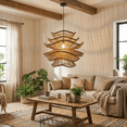 thumbnail image 5 of LittleGlovo Creative Flower-Shaped Rattan Pendant Light for Bar Counter, 5 of 15