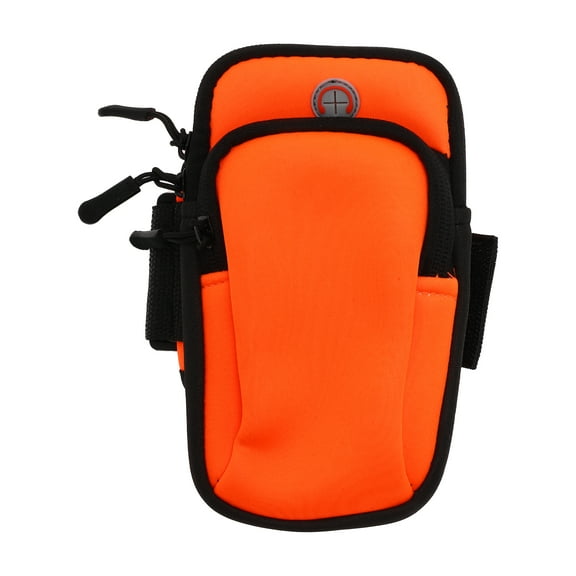 Unique Bargains 1 Pc Convenient Phone Holder Arm Bands with Zipper for Hiking Gym Orange Neoprene