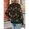thumbnail image 4 of Women'S Fall Leaf Trendy Jacquard Sweater Casual Knitted Soft Cozy Pullover Sweaters Green L, 4 of 7