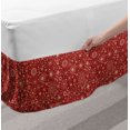 thumbnail image 2 of Retro Bed Skirt, Snowflakes with Skinny Curls Cheerful Yuletide Noel Inspiration in Art, Elastic Bedskirt Dust Ruffle Wrap Around for Bedding Decor, 4 Sizes, Vermilion Ivory, by Ambesonne, 2 of 2
