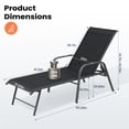 thumbnail image 6 of Pellebant 2‑Pack Outdoor Chaise Lounge Chairs – 5‑Position Aluminum Adjustable Patio Chaise Lounge with Rust Resistant Frame, Black, 6 of 7