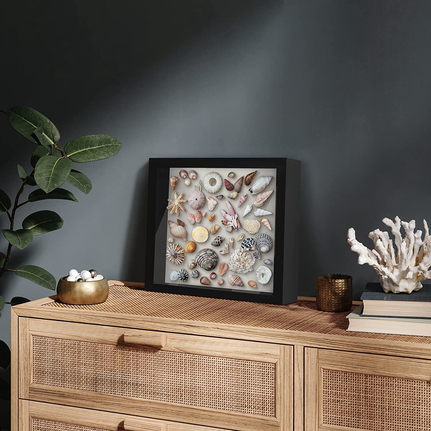 Americanflat 11x11 Shadow Box Frame in Black with Soft Linen Back - Composite Wood with Polished Glass for Wall and Tabletop (2 Pack)