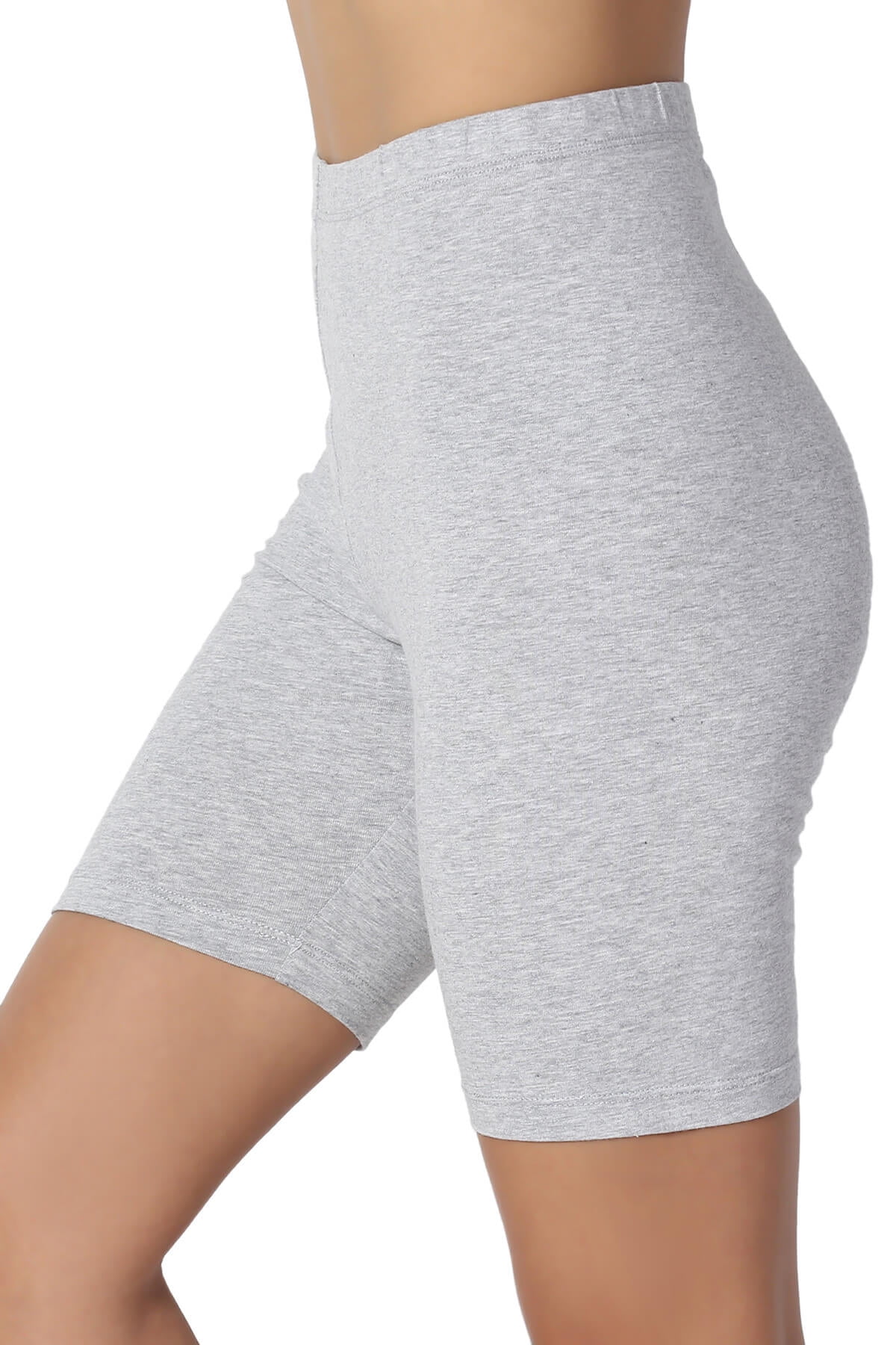 Women's PLUS Mid Thigh Stretch Cotton Span High Waist Active Basic