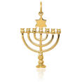 thumbnail image 3 of 14K Solid Yellow Gold Menorah Necklace Judaica Religious Chain Pendant Israel Charm with chain 18inch, 3 of 8