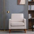 thumbnail image 2 of Accent Chair,Button-Tufted Upholstered Living Room Chair with Side Pockets and Solid Wood Legs,Linen Fabric Reading Chair Side Chair for Living Room Bedroom, 2 of 7