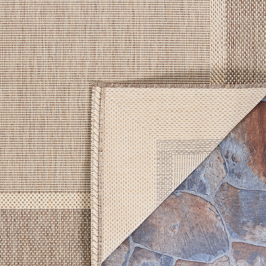 Couristan 7.5' Beige and Brown Square Polypropylene Area Throw Rug
