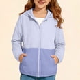 thumbnail image 5 of Dwellite Girls Zip Up Hooded Jacket Lightweight Casual Summer Color Block Sun Jackets with Pockets 5-15 Years Light Blue 120, 5 of 8