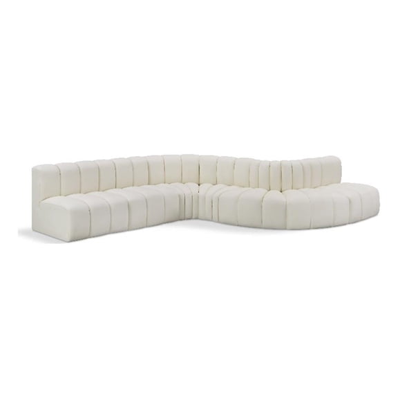 Bowery Hill Contemporary Cream Vegan Leather Modular Sectional