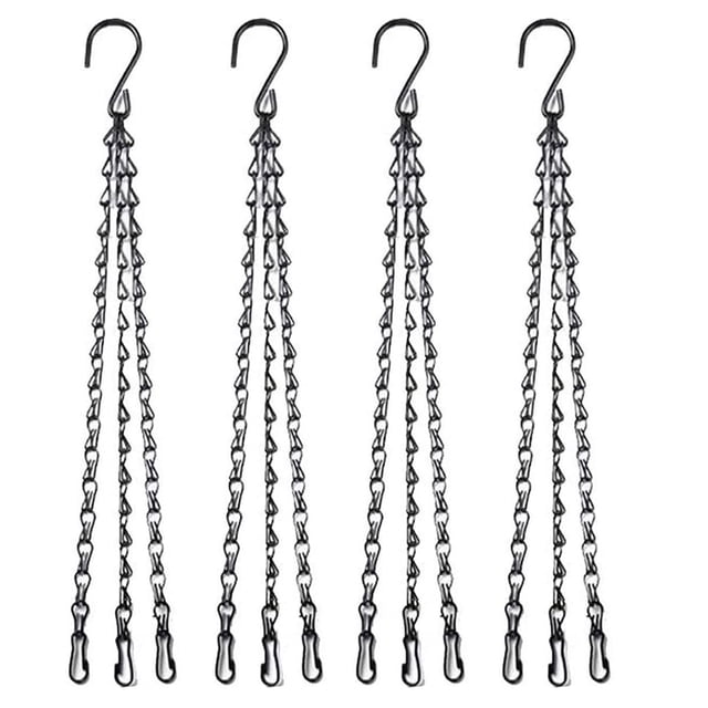 4pcs 16 inch Black Hanging Basket Chain with Hooks Flower Plant Pot Replacement Chain Hanger for Bird Feeders,Planters