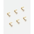 thumbnail image 4 of 6pcs 18g 2.5mm Nose Rings Studs for Women Clear CZ Nose Studs Gold Coated 6.5mm Length L Shaped Nostril Piercing Jewelry 18 Gauge Nose Jewelry Surgical Steel L Bend Nose Stud, 4 of 4