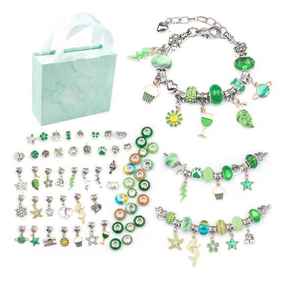 60-Piece Charm Bracelet Making Kit – Jewelry Beads, Snake Chains, DIY Craft Set
