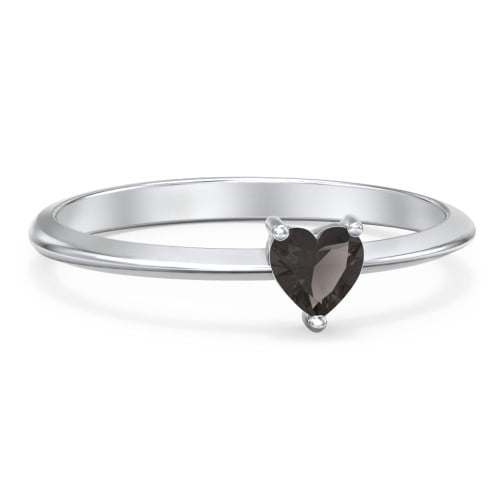 Bague Pierre de Naissance Cœur - Quartz Fumé (June)