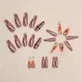 thumbnail image 6 of Fofosbeauty 24pcs Press on False Nails Tips, Coffin Fake Acrylic Nails, Warm Brown Stripes, 6 of 9