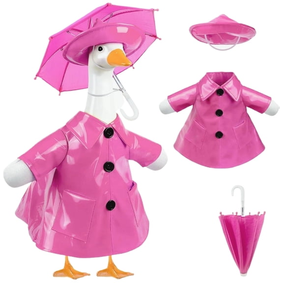 3 Pcs/Set Raincoat Porch Goose Outfits - Summer Lawn Goose Statue Raincoat Costume, Goose Clothes for Outdoor Patio Yard Lawn Garden Decor, Pink