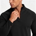 thumbnail image 6 of Men Fall Clothes,Athletic Shirts for Men Solid Color Long Sleeve 1/4 Zip Stretchy Sport T-Shirts with Thumb Hole Casual Gym Workout Top, 6 of 7