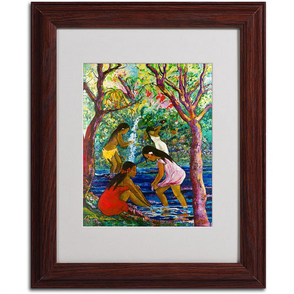 Trademark Fine Art "Four Girls In Maui" Canvas Art by Manor Shadian, Wood Frame