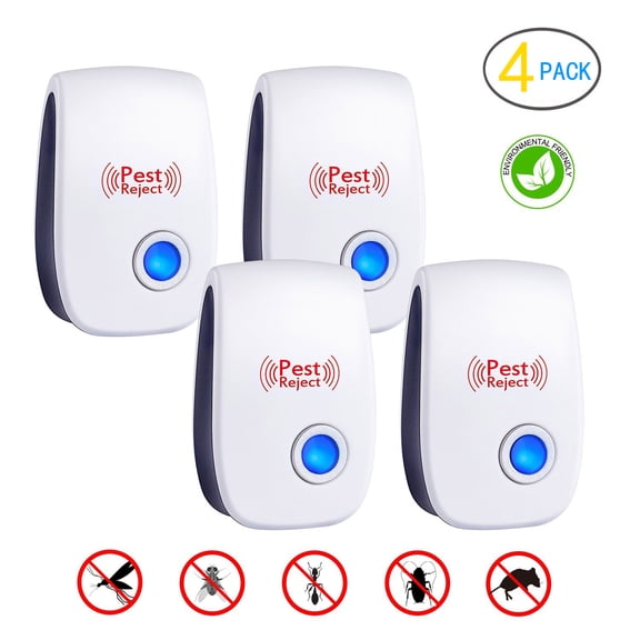 Ultrasonic Pest Repeller - Mosquito Repeller - Upgrade 2019 Insect Bug Repellent Indoor - Electromagnetic Plug in Pest Control - Electronic Repel Mice Rat - Reject Flea Spider -4PACK