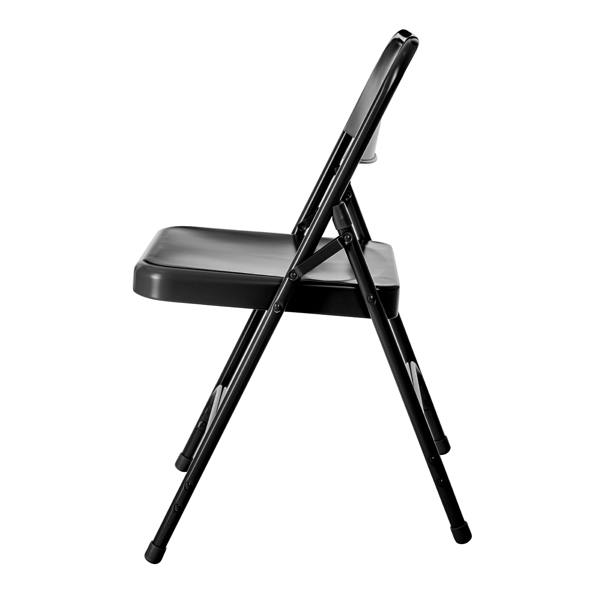 Hampden Furnishings Bernadine Collection Steel Double Hinge Folding Chair, Black, 4 Pack