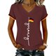 thumbnail image 1 of Women's Germany Football Graphic T-Shirt, Women's V-Neck T-Shirt German Soccer Letter Print Graphic Tee, Casual Fashion Top, Summer Short Sleeve Blouse for Soccer Tournament 2026 Wine Size: L, 1 of 4