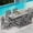 Grey, variant on SERWALL Outdoor HDPE Dining Table Set, 7-Piece Outdoor Dining Table Sets with Umbrella Hole, Grey