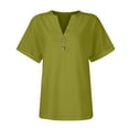 thumbnail image 3 of Womens Summer Tops Sawvnm Women's Fashion Casual Button V Neck T-shirt Tops Blouse Army Green M, 3 of 5