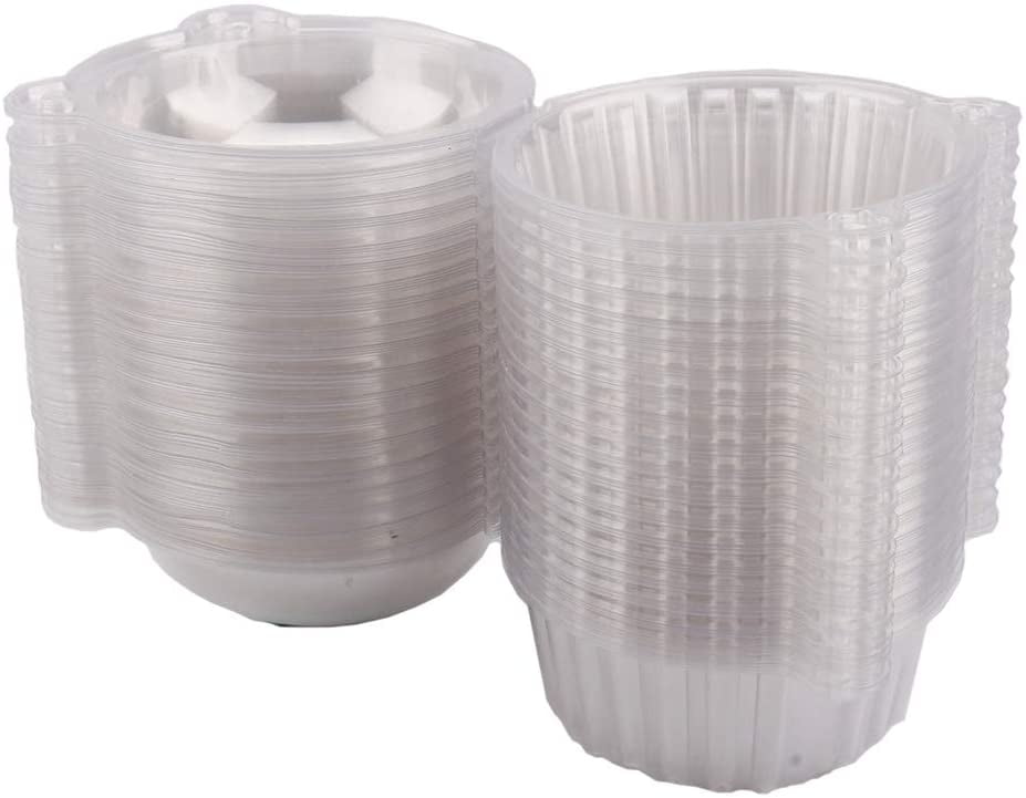 100 Clear Plastic Single Cup Cake Pods Holder Muffin Case Patty Container 