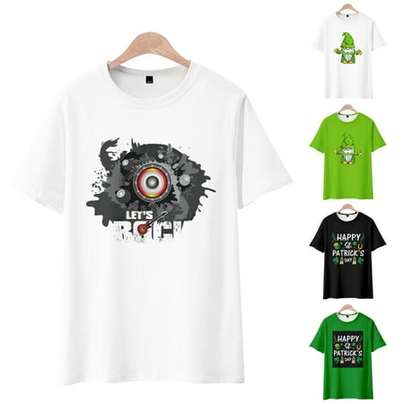 

LANLIN St. Patrick s Day Unisex Youth Crewneck Tees Classic-Fit Tops Shirt Up to 8XL