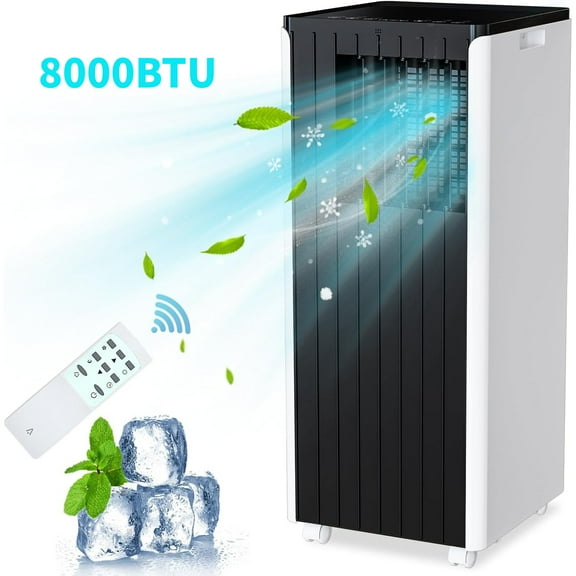 Garvee 8000BTU Portable Air Conditioner,3-in-1 AC Unit with Remote,Window kit,Pipe Cools up to 350 Sq.ft for Home Office Dorms,Black