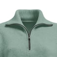 thumbnail image 6 of ClodeEU Women's Fall Winter Half Zip Turn Down Collar Sweater,Long Sleeve Knitted Pullover Top Green,Womens Plus S, 6 of 8