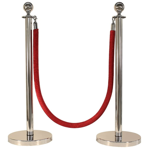 4 Mirror Crown Rope Stanchions   4 Red Velour Ropes   1 Portrait Sign Frame   1 Wall Plate