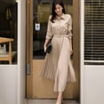 thumbnail image 3 of PIKADINGNIS Elegant High Waist Pleated Dress Women Korean Fashion with Belt Shirt Dresses Female Autumn Long Sleeve Midi Dress, 3 of 6