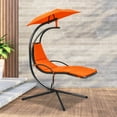 thumbnail image 4 of Costway Patio Hanging Hammock Chaise Lounge Chair with Canopy Cushion Orange, 4 of 11