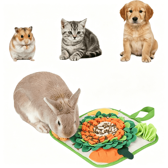 XIBUFE Rabbit Foraging Mat-11.8"X11.8"Snuffle Mat for Rabbits,Ideal for Guinea Pigs,Hamsters,And More-Non-Slip&Machine Washable