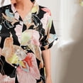thumbnail image 7 of Vynhevius Women's Plus Size Satin Pajama Set 2 Piece Short Sleeve Button Down Shirt and Pants Floral Print Silk Pjs Sleepwear Loungewear, 7 of 7