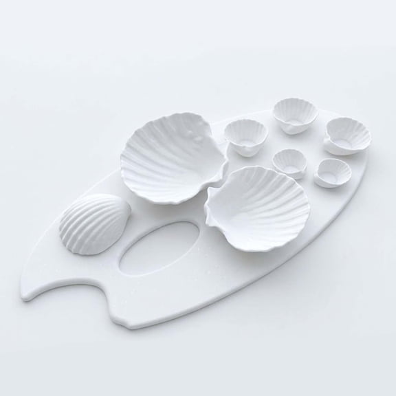 Seashell Oval Paint Palette Tray, Plastic Paint Tray Palette, Painting Palette, Paint Tray Palettes Paint Pallets with Thumb Hole for Adults & Kids, For Painting or DIY Craft Class (1PC, White)