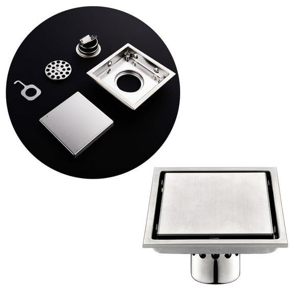 Supvox Silver Stainless Steel Dual Use Floor Drain for Bathroom Kitchen Drainage