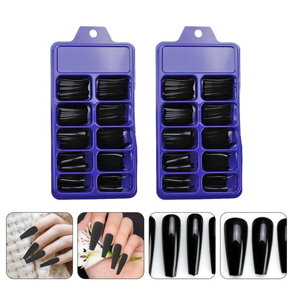 SHINYPASING 200Pcs Press on Nails Black Nail Decoration for Dating Women