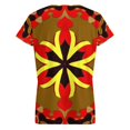 thumbnail image 6 of Floral Symmetric Colorful Vibrant Pattern Women's Blouse Short Sleeve Women's Top T-Shirt Spring Summer Clothes, 6 of 7