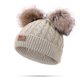 thumbnail image 1 of Gorro de lana para niño pequeño, gorro de punto con doble pompón y giro invernal, color rosa, 1 of 1