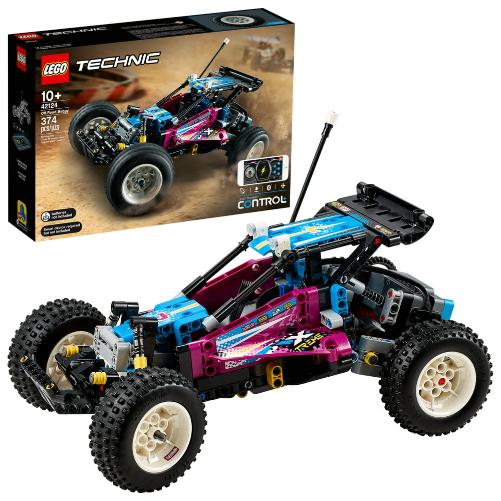 LEGO Technic Off-Road Buggy 42124 Model Building Toy; App-Controlled Retro RC Buggy Toy (374 