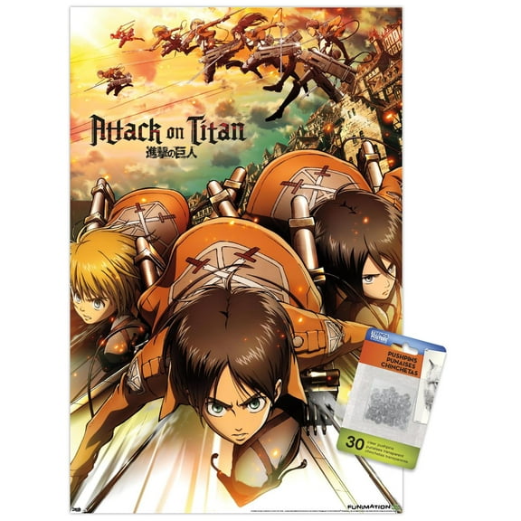 Attack on Titan - Attack Wall Poster with Push Pins, 14.725" x 22.375"