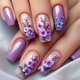 thumbnail image 1 of Uñas postizas adhesivas MMNHJHUT moradas con flores acrílicas, 24 piezas, 1 of 7