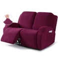 thumbnail image 1 of Granjero Gordo Funda de sofá elástica con diseño geométrico de jacquard, funda protectora lavable para sofá reclinable, 2 plazas, rojo oscuro, 1 of 4
