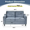 thumbnail image 3 of 54" Loveseat Sofa, Modern Chenille Fabric Tufted Upholstered 2 Seater Sofa with Curved Backrest and Removable Seat Cushion, Comfy Couch for Living Room Bedroom Office, Gray, 3 of 7