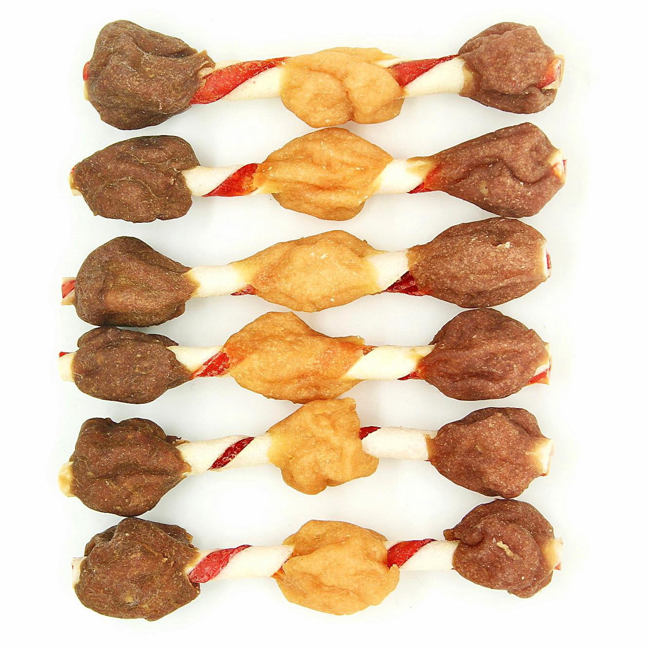 Hubert Pet Triple Flavored Rawhide Kabobs - Chicken, Duck & Pork Hide Dog Treats, Grain Free, Low Ingredient, USA Tested - 2 lbs Value Pack