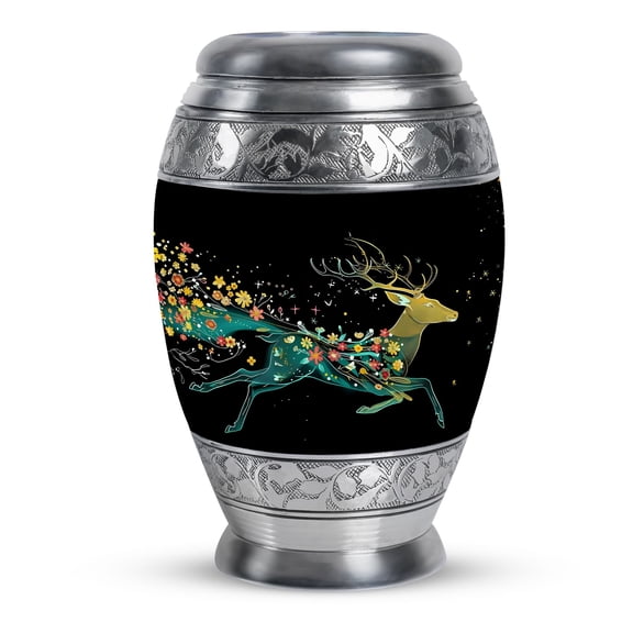 KARYLIZ Deer Urns For Human Ashes - Funeral Urn For Human Ashes - Black Burial Urns For Cremated Remains - Cremation Urns For Human Ashes Adult Male Urns For Adult Ashes Men (10inch)