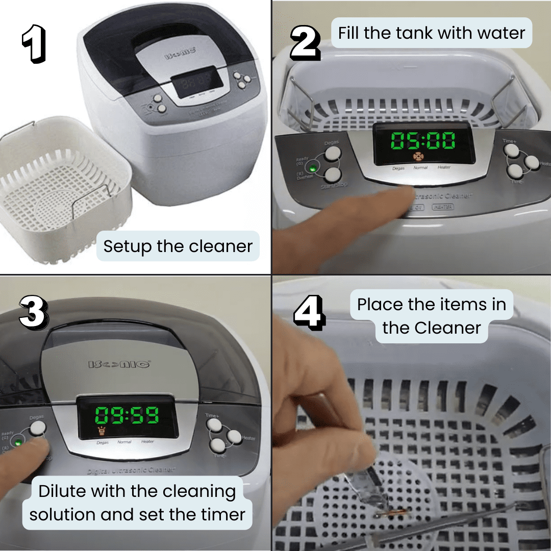 iSonic P4810 Commercial Ultrasonic Cleaner, 2.1Qt/2L, 110V for Brass, Gun Parts, Carburetor Cleaning , white