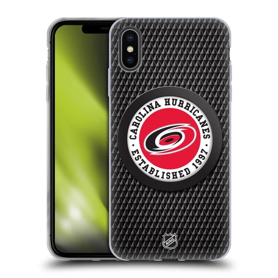 Head Case Designs Officially Licensed NHL Carolina Hurricanes Puck Texture Soft Gel Case Compatible with Apple iPhone XS Max