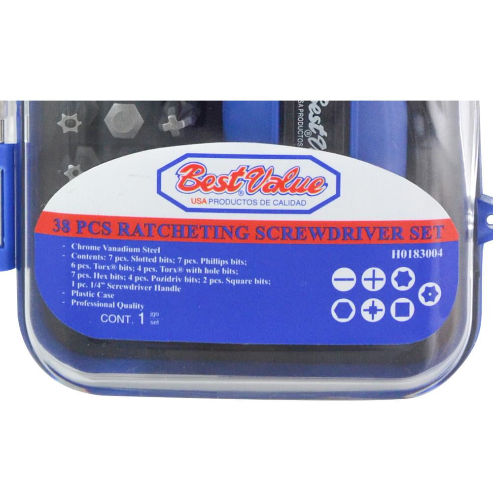 Best Value H0183004 Magnetic Ratcheting Screwdriver Bit Tool with Carrying Case 38-Piece Set