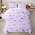 thumbnail image 2 of Erosebridal Purple Plaid Bow Bed Spread Queen for Teens, Lavender Ribbon Bow Queen Coverlet Set, 3-Piece, 2 of 7